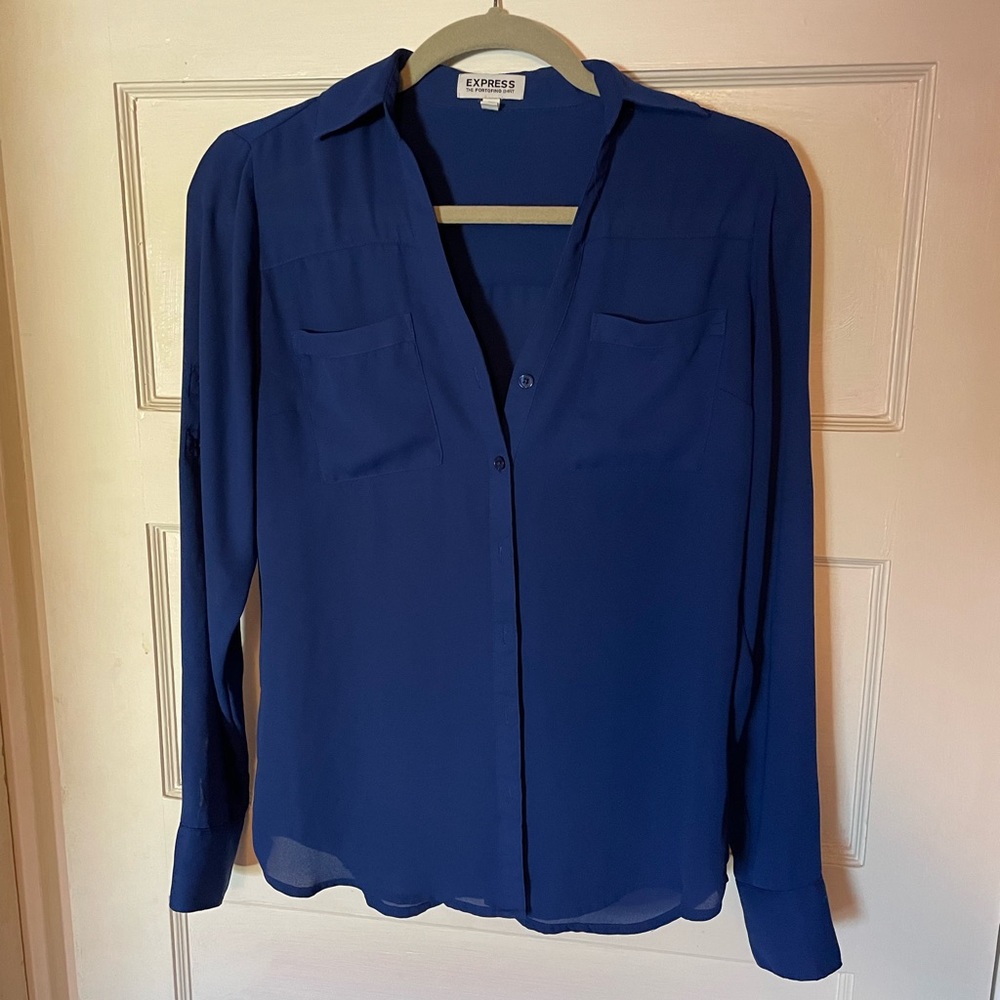 Blue Express Button Up